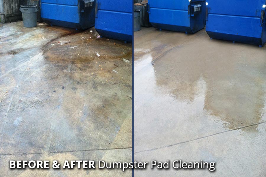 before and after dumpster pad cleaning